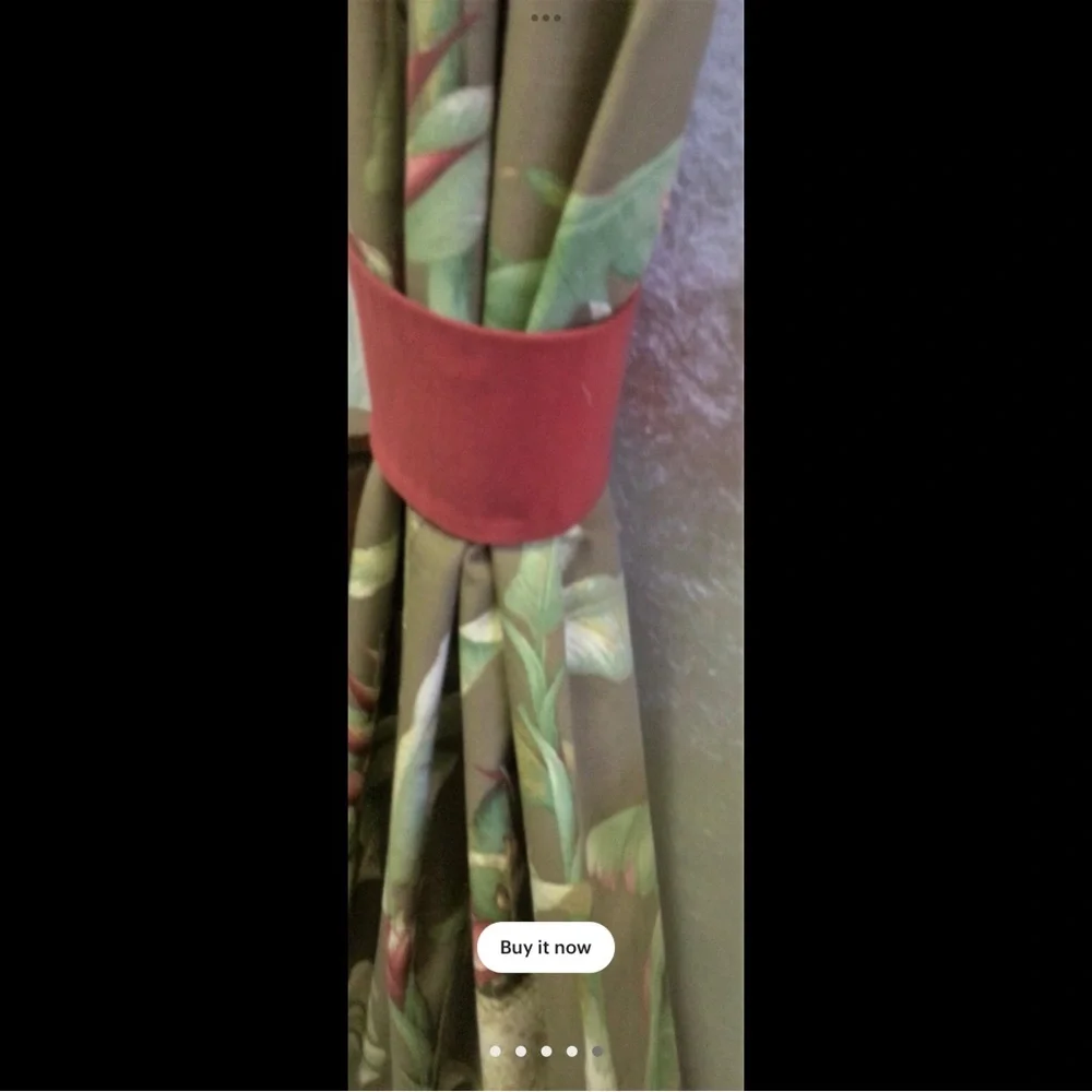Curtain panel. Fan top pleat in red velvet fabric. Custom made. New
